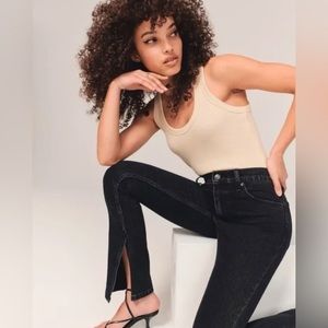Abercrombie & Fitch The Skinny High Rise Jeans (Split Hem) in Black
